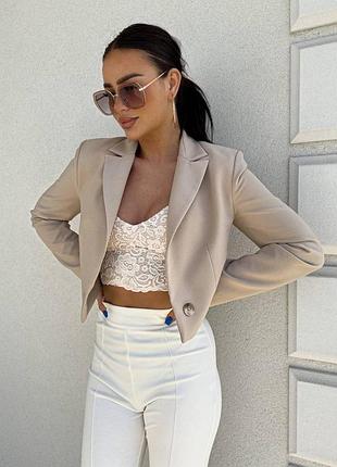 Стильний вкорочений піджак, жакет кроп