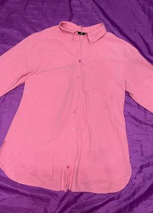 Жіноча лляна-бавовняна сорочка рожевого кольору м-л