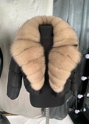 Жіноча зимова куртка пуффер з натуральним хутром песця з 42 по 54 розміри