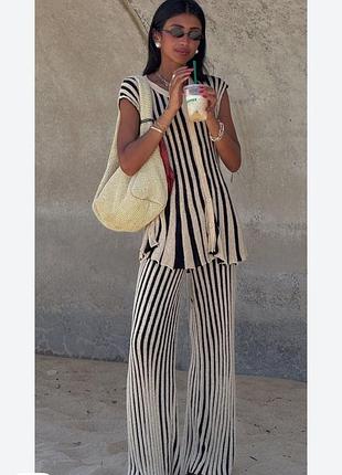 Костюм zara зара в полоску рубашка брюки