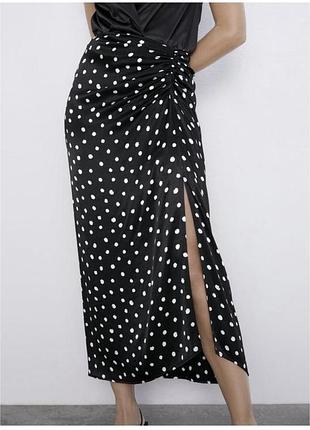 Zara, спідниця, міді, нова, в горох
