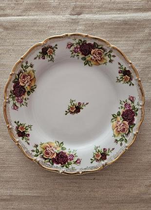 Винтажная тарелка с розами bohemia porcelán moritz zdekauer