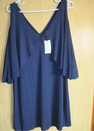 Новая синяя стрейч. блузка "capsule" р. 52