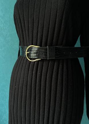 Пояс жіночий чорний шкіра золота пряжка l- xxxl