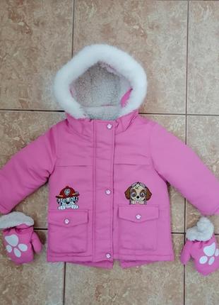 Стильная красивая зимняя куртка теплая курточка зима еврозима щенячий патруль