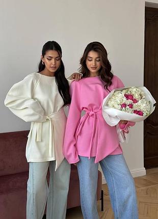 Якісний жіночий світшот оверсайз тринитка петля з баскою