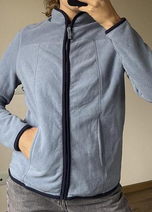 Жіноча блакитна тепла флісова кофта на флісі на молнії