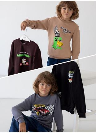 Комплект для мальчиков из 2-х теплых свитшотов, комплект с 2-х теплых свитшотов для мальчиков