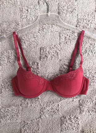 Червоний якісний бюстгальтер-балконет calida 75a 70b 65c