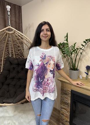 Футболка кофта нова біла з рожевим