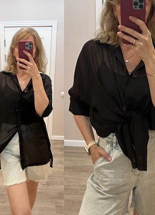 Блузка блуза черная овер сайз новая