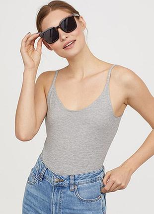 Оригинальное хлопковое боди со стрингами от бренда h&m разм. l