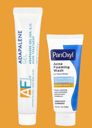 Набір засобів проти акне acne free адапаленовий гель класу usp 15 г та panoxyl очищувальна пінка для обличчя та тіла максимальна сила дії 28 г