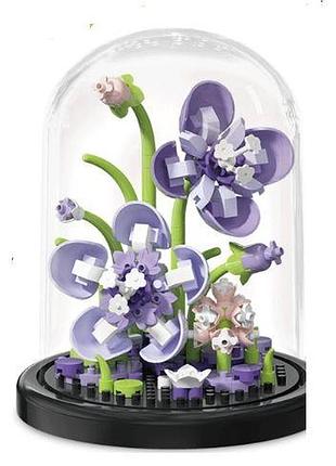 Конструктор цветы в колбе колокольчики на 243 деталей фиолетовые