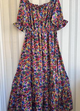❤️❤️❤️бомбезна брендова довга ярусна сукня квітковий принт. батал