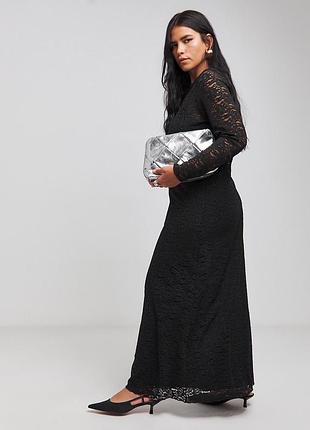 1+1=3* вечернее длинное темное платье приталенное платье с кружевом simply be, размер 60 - 62