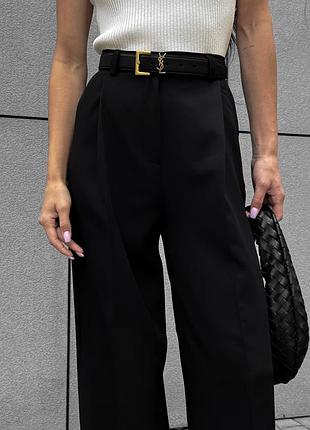 🖤 стильные брюки палаццо костюмка 🖤 высокая талия, длина 110см – графит, черный, беж, шоколад, молоко, бордо | размер sm, ml мод 190