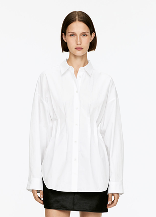 Хлопковая рубашка плиссе arket 1297123001