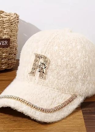 Стильна бейсбольна кепка блайзер світло-бежевого кольору роз.58-60