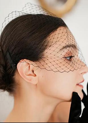 Фата вуалетка черная на заколках