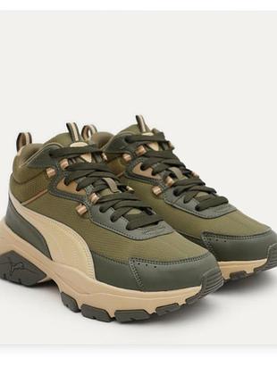Жіночі снікерси напівчеревики демі кросівки puma cassia via mid 37.5, 38 оливкові/хакі