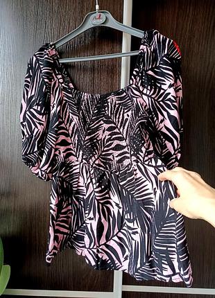 Блуза блузка новая вискоза черная розовая