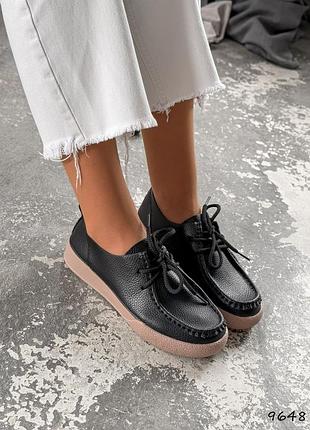 Лофери шкіра на широку ніжку