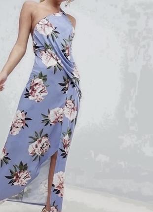 Нова довга сукня asos m плаття з розрізом на нозі довге плаття в квітковий принт