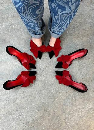 В наявності замшеві човники з розкішним бантом вінтаж