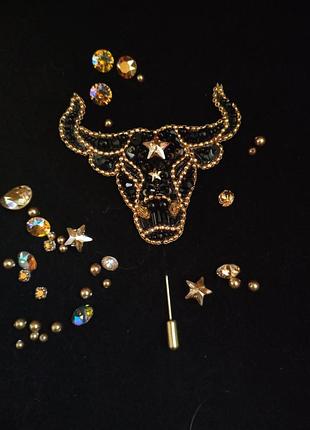 Брошь бык  ✨🎁с кристаллом сваровски символ 2021года