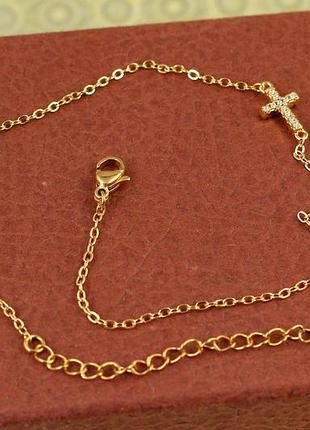 Браслет xuping jewelry  на ногу с крестиком 27 см золотистый