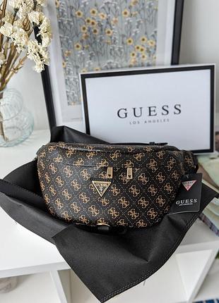 Бананка guess lux коричневий+чорний