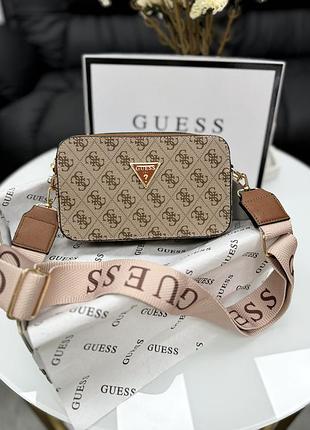 Сумка женская  бежевая guess гесс кросс-боди