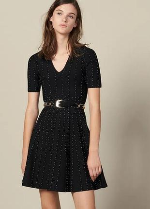 Вязаное платье sandro расшитое металлическими бусинами