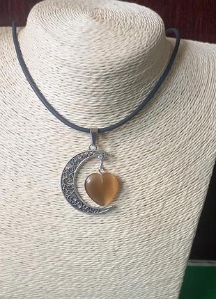 Подвеска- кошачий глаз- месяц