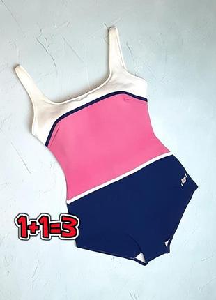 🎁1+1=3 стильний рожево-синій суцільний купальник в стилі 80-х, розмір 48 - 50