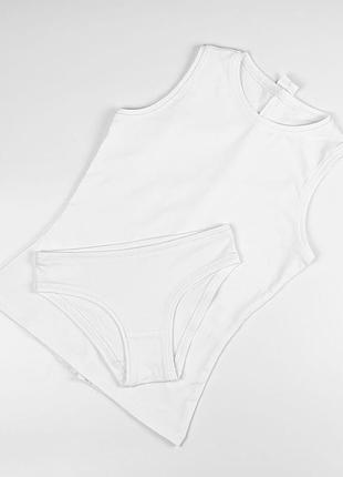 Набір труси + майка бавовна 7487-7587 білий набір з майочки та трусиків біосніжні