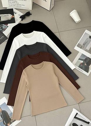 Кофта лонгслив цвет: шоколад, молоко, черный, белый, мокко,серый