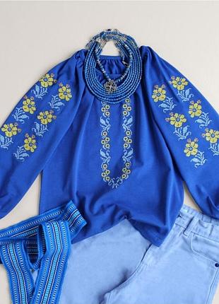 Вышиванка цветочная для девочек 98-146