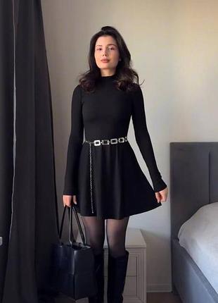 Жіноча сукня в рубчик чорна мод.121