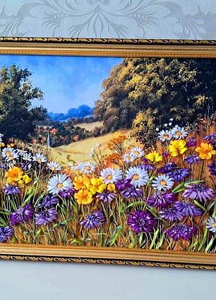 Картина з вишивкою стрічками "краса українська"