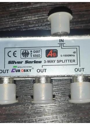 Переключатель сплиттер дильщик eurosky silver 1 to 3 без пропуска питания. 1000mhz