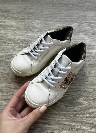 Стильные белые кеды на девочку мокасины с леопардовым принтом в школу river island 31/20см 7