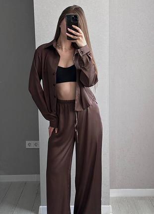 Шовковий костюм (брюки+сорочка)