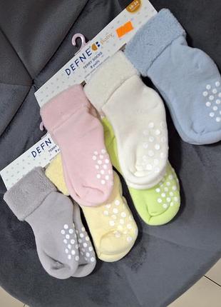 Новый набор 3 шт махровых теплых детских носков антискользящие 18-24 мес., defne baby