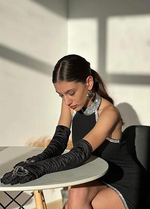 Високі бархатні 55 см чорні рукавички для фотосесії