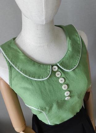 Лляна блузочка блуза з коміром