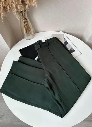 Темно зелені широкі прямі брюки штани arket