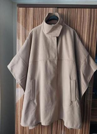 Модное трендовое бежевое оверсайз пальто в стиле кэжуал пончо h&amp;m
