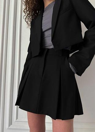 Спідниця плісе з шортами всередині чорна leman